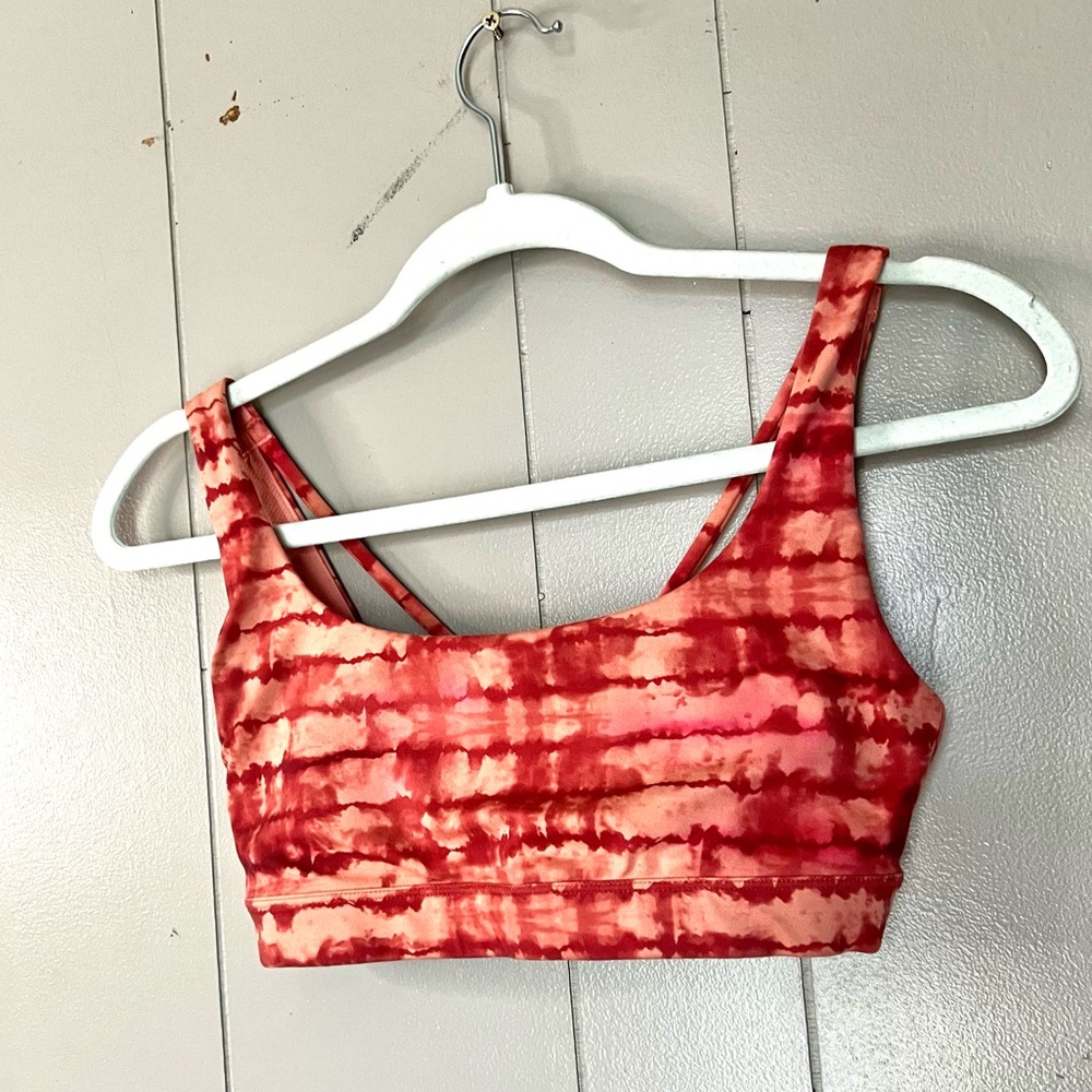Athleta Exhale Powervita Coral Printed Sports Bra Size XS